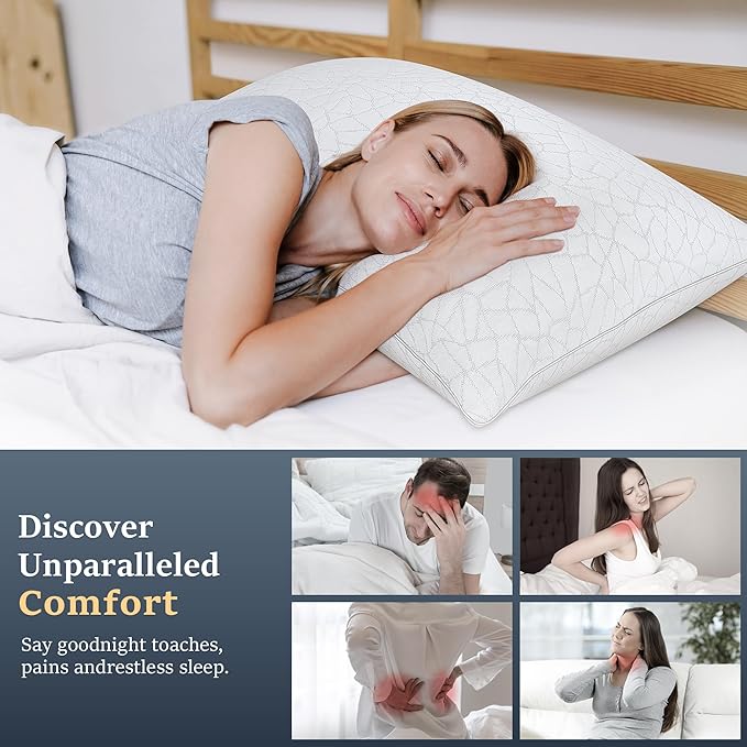 COZSINOOR Bed Pillows Queen Size - Premium Down Alternative Pillows Set of 2 for Side, Back, and Stomach Sleepers Cooling Hotel Quality Fluffy Soft Microfiber Fill Breathable Skin-Friendly