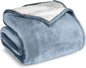 Bare Home Sherpa Fleece Blanket - Throw/Travel Size - Blanket for Bed, Sofa, and Couch - Warm & Lightweight - Fluffy & Soft - Reversible (Throw/Travel, Dusty Blue)
