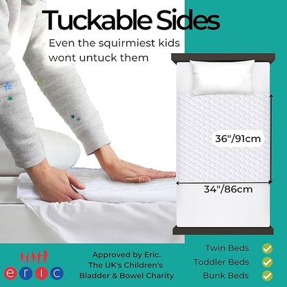 Hygge Sheets® Potty Training Pee Pads for Kids, Toddlers - 2 Pack - 100% Waterproof, Non Slip Bed Wetting Pad for Twin Beds - Washable, Reusable Mattress & Sheet Protector - White