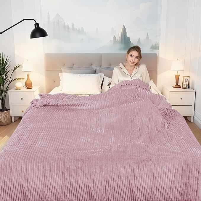 Electric Heated Blanket 72"x84" Full Size with Cozy Flannel, 6 Heat Settings & 10 Hours Auto Off, Soft & Cozy Warming Throw for Home, Office, or Bed, Machine Washable, Pink