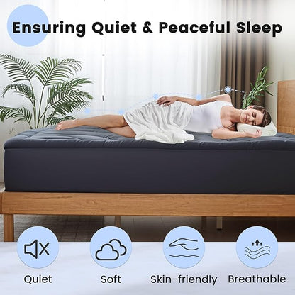 Waterproof Mattress Pad Twin, Quilted Fitted Twin Mattress Topper, Five-Layers Noiseless Mattress Protector Cover with 8"-21" Deep Pocket, Machine Washable, Grey, 39x75