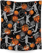 Custom Basketball Blanket Gifts with Name - 40x30 Inches Cute Throw Blanket for Basketball Lover, Kids, Adults, Teens - Black Soft Fuzzy Blankets for Lap Couch Sofa Bed
