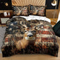 Deer Twin Duvet Cover Sets,Deer and American Flag Bedding Sets for Hunter Bedroom Decor, 1 Duvet Cover 2 Pillowcases Comforter Cover for Adult Teen boy,Twin