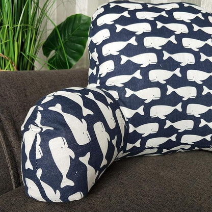 Bohemian Printed Reading Pillow with Support Arms Soft Bed Rest Pillows Back Support Cushion for Kids Reading Watching TV Sitting Up in Bed (20"×15"×8",Whale)