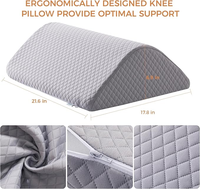 Knee Wedge Pillow 6.9'' for Post-Surgery Recovery-Leg Elevation Support for Sleep Position, Alleviating Lower Back & Hip Pain Enhancing Circulation in Ankles Legs Triangle Pillow with Removable Cover