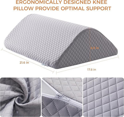 Knee Wedge Pillow 6.9'' for Post-Surgery Recovery-Leg Elevation Support for Sleep Position, Alleviating Lower Back & Hip Pain Enhancing Circulation in Ankles Legs Triangle Pillow with Removable Cover