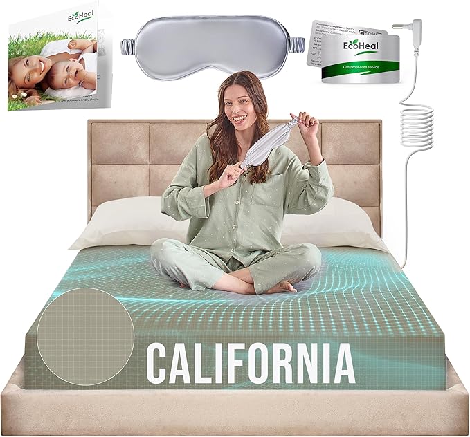 Earth Grounding Sheets California Size with 12% Silver Fiber & 4% Silk & 84% Cotton - Green - SGS Quality Certified Grounded Well Bed Sheet - Conductive Fitted Sheet for Better Sleep