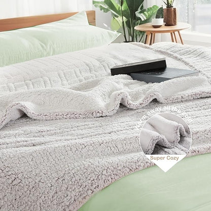 Electric Heated Blanket Full Size 72"×84" with 6 Heating Levels & 10Hs Auto Off, Heating Blanket Double Sided Sherpa, Fast Heating, Machine Washable for Christmas Gift - Light Gradient Purple
