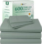 California Design Den Split King Sheet Set - 100% Cotton, 600 Thread Count, Breathable Luxury King Size Sheets for Adjustable Bed, Luxury Hotel-Quality Sheets, Soft Sateen (Sage Green - Cool Tone)