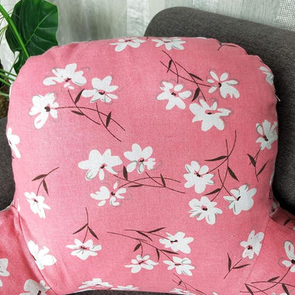 Bohemian Printed Reading Pillow with Support Arms Soft Bed Rest Pillows Back Support Cushion for Kids Reading Watching TV Sitting Up in Bed (20"x15"x8",Pink Floral)