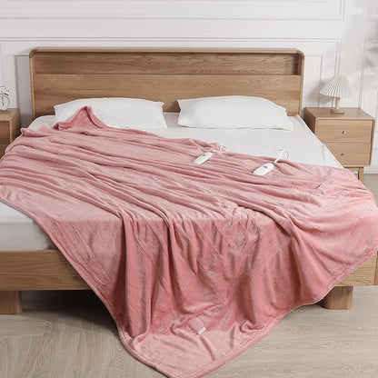 Pink Heated Blanket Full Size Electric Blanket with 5 Heating Level & 10 Hour Timer, Upgraded Flannel Lightweight but Warmer, ETL Certified & Overheat Protection, Gifts for Grandma(Dusty Pink)