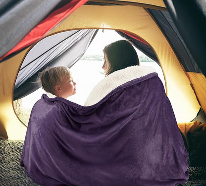 Utopia Bedding Sherpa Blanket King Size (Plum, 90x102 Inches) - Soft Plush Fleece Reversible Blanket for Bed, Sofa, Couch, Camping and Travel