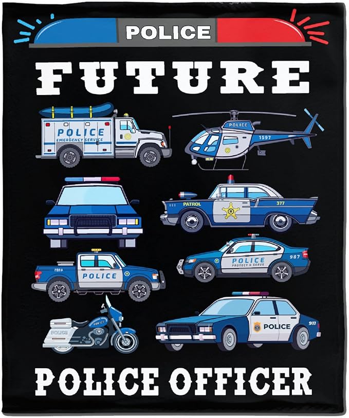 Police Car Blanket for Boys Kids Police Car Lovers Soft Plush Warm Cartoon Car Blanket for Couch Bed Sofa Decor Birthday Police Blanket Police Gifts 30"x40"-XS
