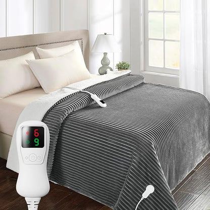 Heated Blanket Electric Blanket Twin Size, Super Soft Cozy Upgraded Flannel Heating Blanket with 9 Heating Levels & 1-9 Hours Auto Off, Fast Heating & Overheat Protection, 62" x 84", Light Gray