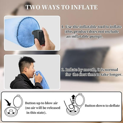 ONTYZZ Inflatable Long Body Pillow, Long Pillow for Bed, Oval Bolster Pillow for Good Sleeping and Back/Neck Support, 1pcs Blue