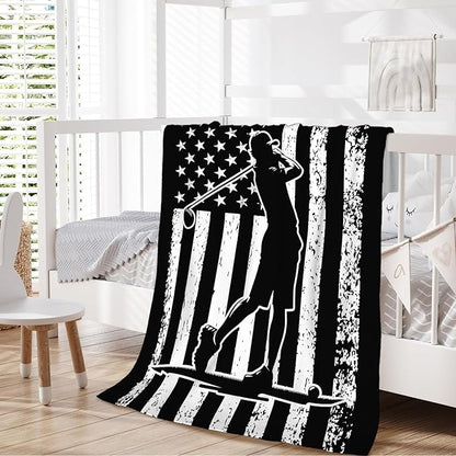 Boys Blankets for Kids Teens 12-14, 80x60 Inches Twin Size Lightweight Soft Comfy Flannel Golf Throw Blankets Stuff Gifts Ideas for Decor