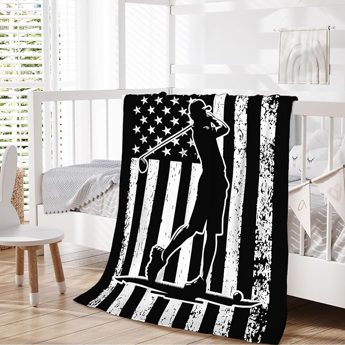Golf Blanket Throw Blankets Gift for Kids Boys 8-12, 60x50 Inches Plush Comfy Soft Sports Throws for Couch Bed Home Decorations