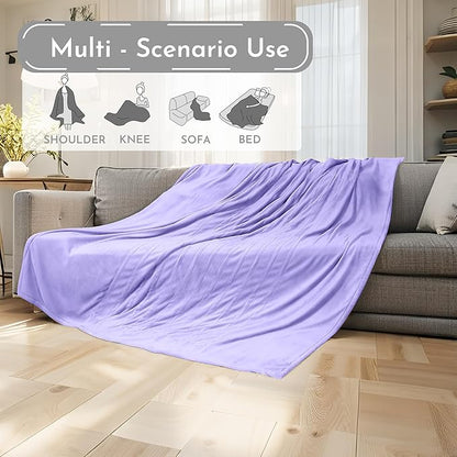 Electric Heated Blanket 84"x90" Queen Size Microplush Cover Blanket, 4 Heat Settings & 10 Hours Auto Off, Cozy & Warm for All Night, Machine Washable, Light Purple