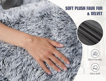 Fluffy Full Body Pillow for Adults 20x54 Long Big Body Pillow Cover Pillowcase with Memory Foam for bed Grey Pregnancy Cuddle Snuggles Body Pillows for Sleeping Side Sleeper Pillows for Adults