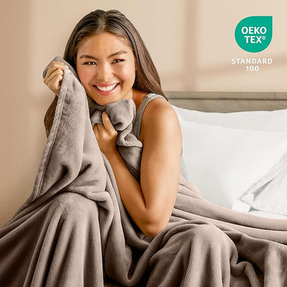 Bare Home Fleece Blanket - Throw/Travel - Ultra-Soft Lightweight for Bed, Sofa, and Couch - Luxury Microplush - Cozy Warm Blanket (Throw/Travel, Taupe)