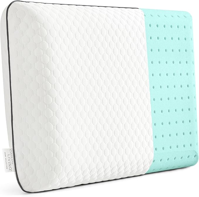 Casual Living Memory Foam Pillow Queen Size Bed 1-Pack with Hypoallergenic Removable Washable Cover for Back Stomach and Side Sleepers for Dorm Essentials, 16-inch x 29-inch, White