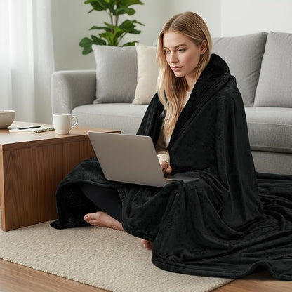 Utopia Bedding Sherpa Blanket Twin Size (Black, 90x66 Inches) - Soft Lightweight Plush Fleece Reversible Blanket for Bed, Sofa, Couch, Camping and Travel