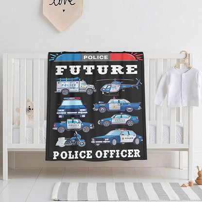 Police Car Blanket for Boys Kids Police Car Lovers Soft Plush Warm Cartoon Car Blanket for Couch Bed Sofa Decor Birthday Police Blanket Police Gifts 30"x40"-XS