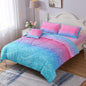 6Pcs Glitter Comforter Set with Sheets for Teens Girls Kids, Colorful Gradient Glitter Themed Bed in a Bag Full Size, Pink Teal 3D Sparkly Galaxy Bedroom Decor Bedding Set