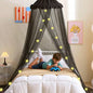 Boys Bed Canopy with Stars Lights, Kids Canopy Bed Curtains for Twin, Full, Queen Size Bed Hanging Canopy for Bedroom Decor, Kids Adult Sheer Canopy Curtain (Black)