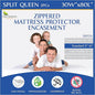Split Queen Mattress Encasement 30" x 80" (2PCs) - Waterproof Zippered Protector Hypoallergenic Premium Quality Cover for Adjustable Beds and Split Mattresses (11"-16" Depth)