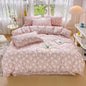 BuLuTu Flowers Rabbit Pattern Pink Duvet Cover Twin, Cute Bunny Duvet Cover for Girls Toddlers Kids 100% Cotton Bedding Set, Animal Twin Comforter Cover 2 Pillow Shams, Zipper Closure