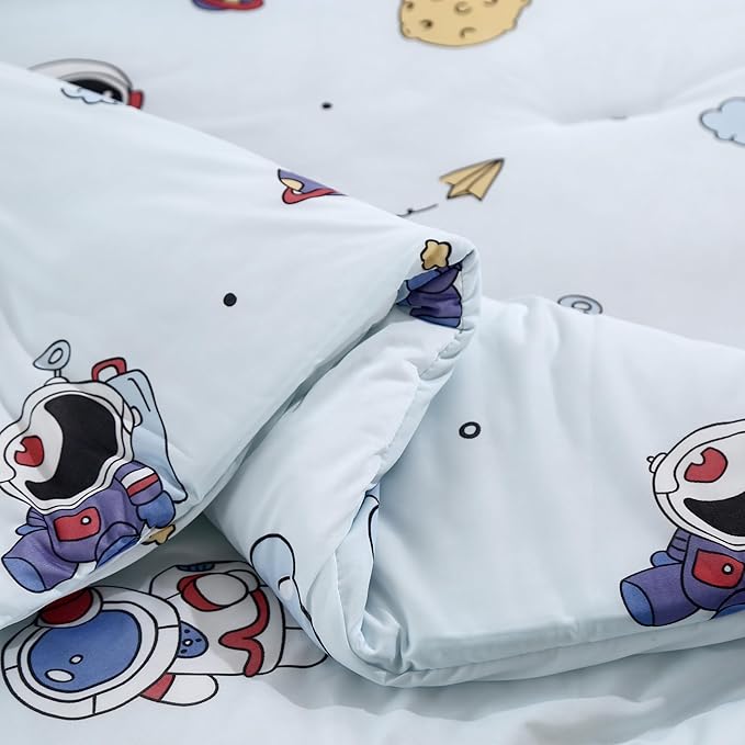 SDIII Astronaut Comforter Set Twin 3 Pieces, Silky Breathable Microfiber and Spandex, Outer Space Bedding Twin for Boys Girls Kids and Teens