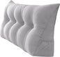 Triangular Reading Bed Rest Pillow Large Bolster Cushion Headboard Backrest Wedge Pillow with Removable Cover and Two Large Side Pockets (Chalk Grey, 47 x 8 x 20 inches)