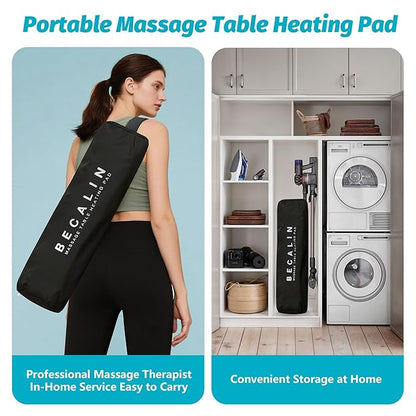 Massage Table Warmer Heating Pad Massage Bed Warmer Pad with 9 Hours Timer, 9 Heat Settings, Overheat Protection for Massage Bed & Spa, Thickened & Soft Fleece, 30" x 71", with Portable Storage Bag
