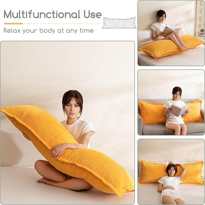 HIGOGOGO Body Pillow for Adults, Thickened Memory Foam Long Bed Pillow, Breathable Full Body Pillow with Removable Pillow Cover (20x54 Inch)