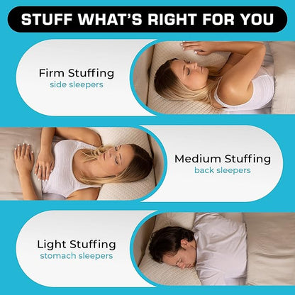 Xtreme Comforts Standard Bed Pillow for Sleeping | Adjustable Shredded Memory Foam Pillows with Removable Cooling Cover | Fluffy Pillows Support for Side, Back & Stomach Sleepers