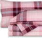 Bare Home Flannel Sheet Set Prints, 100% Cotton, Velvety Soft Heavyweight - Double Brushed for Softness & Comfort - Deep Pocket - Bed Sheets (Twin, Symphony Plaid - Pink)
