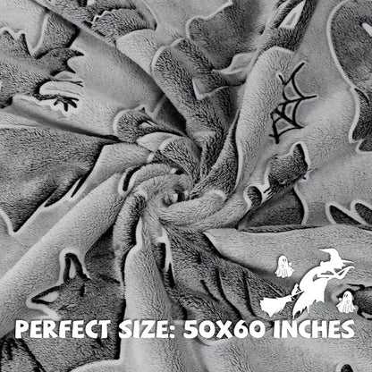 REXEO Throw Blanket Kids Soft Fleece Blankets Black Cat Halloween Throw Blanket 50"×60"