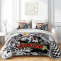 AILONEN 3-Piece Motocross Racing Quilt Set King Size Motorcycle Dirt Bike Bedspread Coverlet Soft Microfiber with 2 Pillowcases for Kids Girls Bed Cover