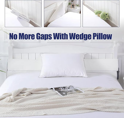 HOMBYS Pillow Wedge for Headboard Gap,Mattress Wedge Gap Filler Full Size,Bed Crack Pillow,Foam Bed Gap Filler,Multifuctional Headboard Space Filler with Side Pocket,Fill The Gap (0-7")