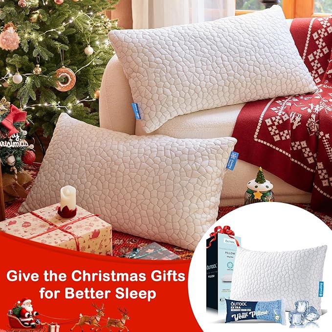Cooling Adjustable Pillow for Hot Sleeper, Custom Loft Support with Breathable Shredded Memory Foam CertiPUR-US Certified Standard Size Bed Pillow for Side, Back, Stomach Sleeper Gift for Better Sleep
