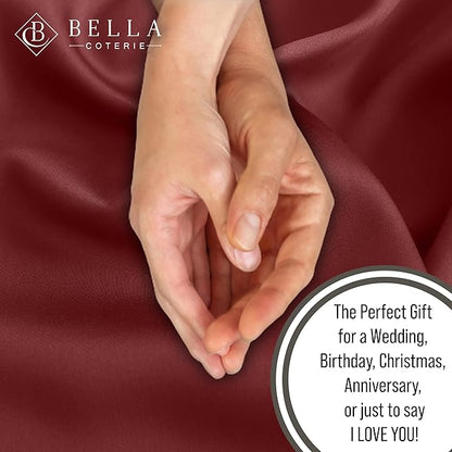 Bella Coterie | Luxury Standard Size Pillowcase Set | 100% Organically Grown Bamboo Viscose | Ultra Soft | Cooling | 2 Pcs [Merlot]