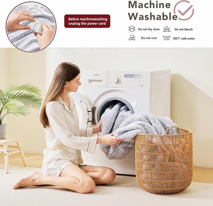 Heated Electric Blanket Full Size - 72"x84" Flannel Heating Blanket with 10 Heating Levels & 5 Time Settings Over-Heat Protection, Winter Warmer for Adults with ETL Certification（Grey）