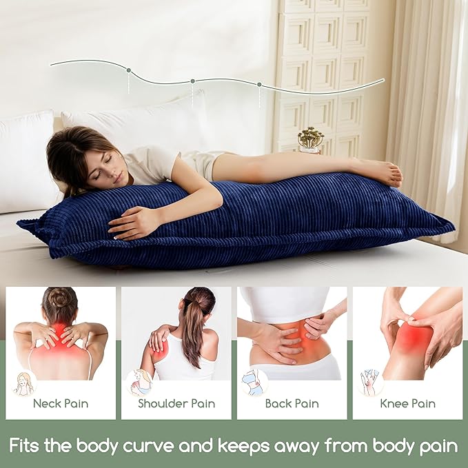 HIGOGOGO Body Pillow for Adults, Thickened Memory Foam Long Bed Pillow, Breathable Full Body Pillow with Removable Pillow Cover (20x54 Inch)
