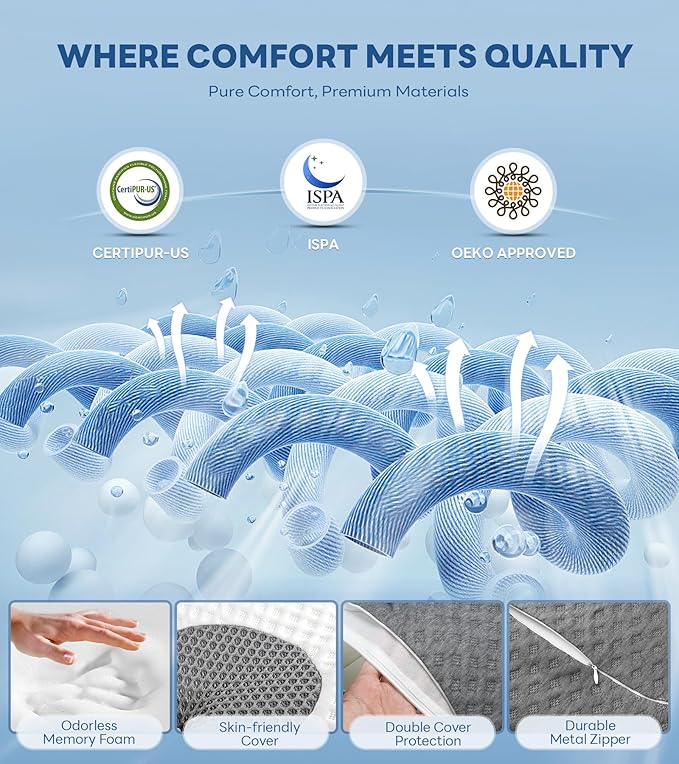 Cozyplayer Neck Cervical Pillow, Adjustable Cervical Pillow for Neck Support with Armrest, Odorless Ergonomic Butterfly Memory Foam Pillows, Orthopedic Bed Pillow Side Back Stomach Sleeping