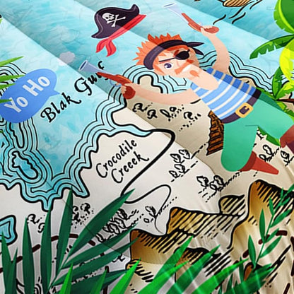 Kids Comforter Set Pirate Ship Printed Pattern Bedding Set with 1 Comforter and 2 Pillowcases for Girls Boys Bedroom All Season(Pirate Ship Full)