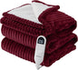 Bedsure GentleSoft Electric Blanket Twin - Soft Ribbed Flannel Heated Blanket, Heating with 10 Time Settings, 6 Heat Settings, and 8 hrs Timer Auto Shut Off, Gifts for Grandma (62x84 inches, Burgundy)