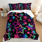 Kawaii Color Star Comforter Set Kids Bedroom Set,Neon Light Star Bedding Full Size Comforter Sets for Boys Girls Room Decor,Aesthetic Bedding Sets with 2 Pillowcases.