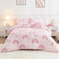 Mooreeke Bed in a Bag for Kids Girls Teens, 8 Pieces Full Size Comforter Bed Set with Shams, Sheet Set and Decorative Toy Pillow, Rainbow Pink Super Soft Microfiber Kids Comforter Bedding Set
