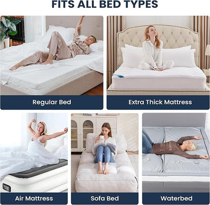 Queen Mattress Pad Extra Thick Cotton Mattress Topper Quilted Fitted Mattress Cover 18-22" Deep Pocket Down Alternative Pillow Top Fluffy & Breathable (60x80 Inches, White, Thick)